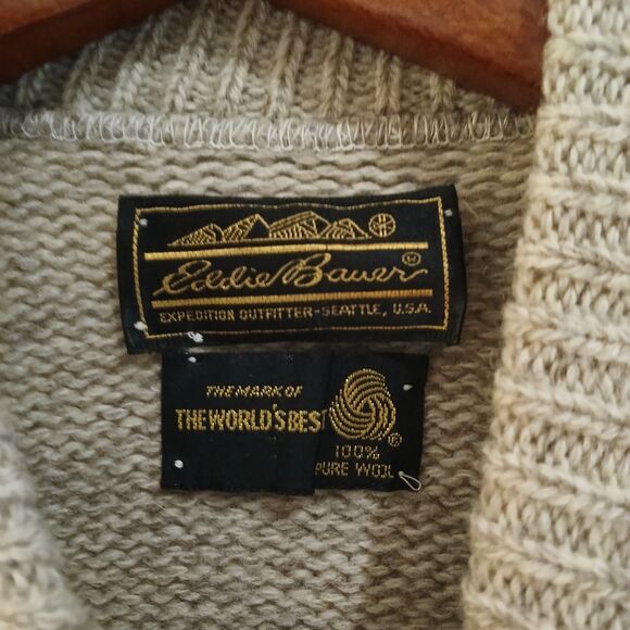 Vintage Eddie Bauer 100% Wool Button Down Sweater Vest Unisex Size Medium Beige - Picture 3 of 10